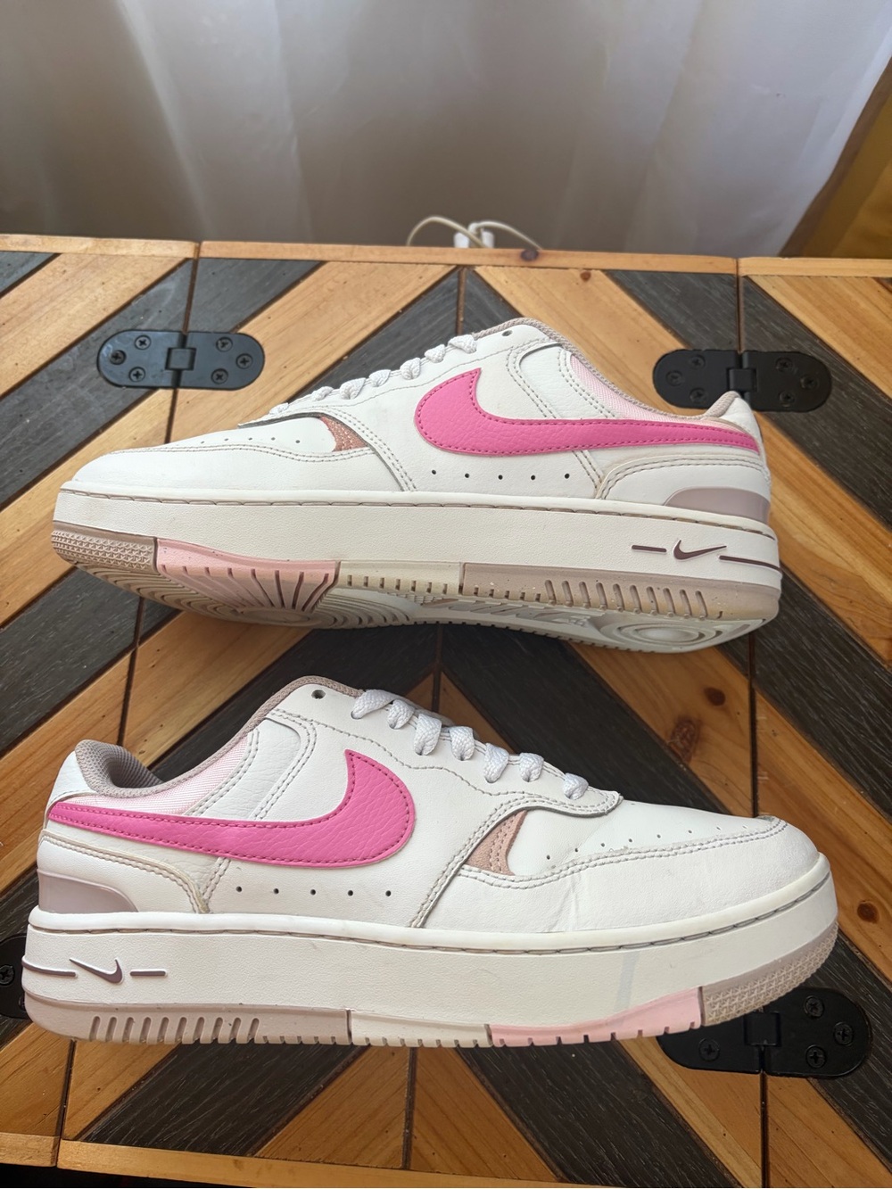 Nike Women’s Force Gamma White & Pink Low-Top Sneakers with Blush Accents